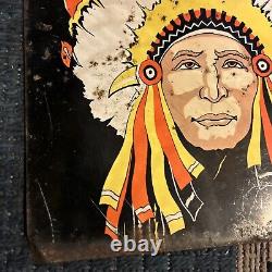VINTAGE ORIGINAL CHIEF PAINTS ADVERTISING DOUBLE-SIDED TIN TACKER SIGN 12x28