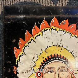 VINTAGE ORIGINAL CHIEF PAINTS ADVERTISING DOUBLE-SIDED TIN TACKER SIGN 12x28
