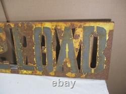 VINTAGE OVERSIZE LOAD METAL STENCIL CUT DOUBLE SIDED SIGN 61 x 12 C. 1960'S