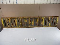 VINTAGE OVERSIZE LOAD METAL STENCIL CUT DOUBLE SIDED SIGN 61 x 12 C. 1960'S