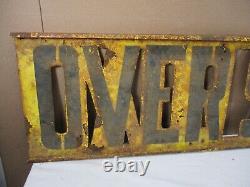 VINTAGE OVERSIZE LOAD METAL STENCIL CUT DOUBLE SIDED SIGN 61 x 12 C. 1960'S