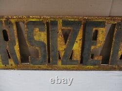 VINTAGE OVERSIZE LOAD METAL STENCIL CUT DOUBLE SIDED SIGN 61 x 12 C. 1960'S