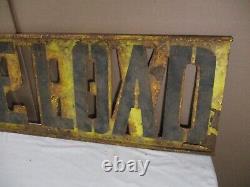 VINTAGE OVERSIZE LOAD METAL STENCIL CUT DOUBLE SIDED SIGN 61 x 12 C. 1960'S