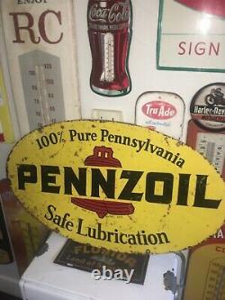 VINTAGE PENNZOIL MOTOR OIL SIGN Double Sided 18X 31. 1969