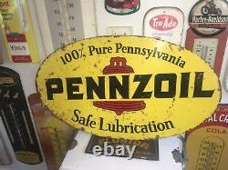 VINTAGE PENNZOIL MOTOR OIL SIGN Double Sided 18X 31. 1969