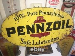 VINTAGE PENNZOIL MOTOR OIL SIGN Double Sided 18X 31. 1969
