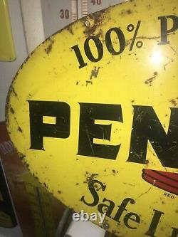 VINTAGE PENNZOIL MOTOR OIL SIGN Double Sided 18X 31. 1969