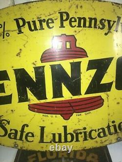 VINTAGE PENNZOIL MOTOR OIL SIGN Double Sided 18X 31. 1969