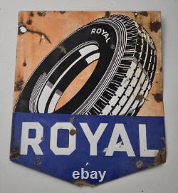 VINTAGE PORCELAIN ROYAL TIRES DOUBLE SIDED SIGN 35x29 inches BIG Size