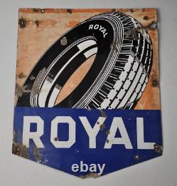 VINTAGE PORCELAIN ROYAL TIRES DOUBLE SIDED SIGN 35x29 inches BIG Size