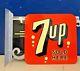 Vintage Stout Sign Co Metal Flange Double Sided 7-up Sign Nos