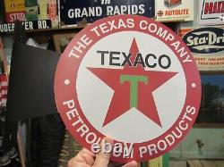 VINTAGE STYLE 1930's TEXACO PETROLEUM PRODUCTS FLANGE SIGN DOUBLE SIDED SIGN