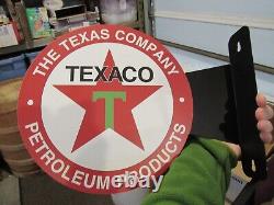 VINTAGE STYLE 1930's TEXACO PETROLEUM PRODUCTS FLANGE SIGN DOUBLE SIDED SIGN