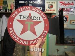 VINTAGE STYLE 1930's TEXACO PETROLEUM PRODUCTS FLANGE SIGN DOUBLE SIDED SIGN