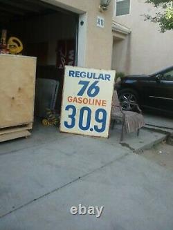 VINTAGE UNION 76 GAS STATION PRICE SIGN DOUBLE SIDE METAL TIN 60s 70s