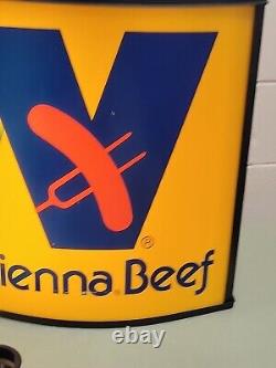 VINTAGE VIENNA BEEF SIGN LIGHTS UP DOUBLE SIDED, Brand New Bulbs & Starter