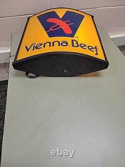 VINTAGE VIENNA BEEF SIGN LIGHTS UP DOUBLE SIDED, Brand New Bulbs & Starter