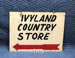 VTG 1940's IVYLAND PENNSYLVANIA Country Store Metal Double Sided Sign Old 34-26B