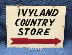 VTG 1940's IVYLAND PENNSYLVANIA Country Store Metal Double Sided Sign Old 34-26B