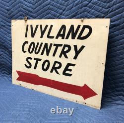 VTG 1940's IVYLAND PENNSYLVANIA Country Store Metal Double Sided Sign Old 34-26B