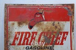 VTG 1950's Texaco FIRE CHIEF Gasoline Double Sided Metal Sign Gas Oil 16 X 18