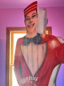 VTG 50s Bellhop National Animated Sign Co. Double Sided Advertising waving sign