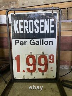 VTG Gas Station Sign Kerosene Gallon Price & Metal Road Side Stand Double Sided