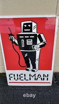 VTG Original Fuelman Gas Station fuel Advertising Sign 24x16 Double Sided robot