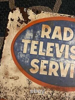 VTG Radio Television Service Advertising Metal Sign Double Sided Tung-Sol Tubes