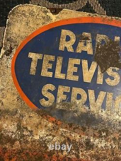 VTG Radio Television Service Advertising Metal Sign Double Sided Tung-Sol Tubes