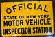 Vtg State Of New York Motor Vehicle Inspection Station Double Sided Sign 3'x2