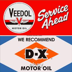 Veedol D-x Motor Oil 24 Heavy Duty USA Made Metal Double Sided Gas Adv Sign