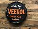 Veedol Motor Oil Double Sided Porcelain Sign With Ring