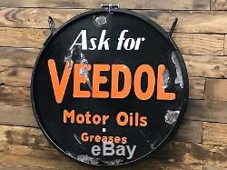 Veedol Motor Oil double sided porcelain sign with ring