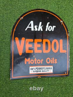 Veedol Porcelain Advertising Sign 24'' Inches Double Sided