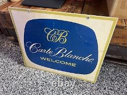 Very Cool! Original Vintage Metal Sign Double-sided Carte Blanche Card Welcome