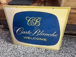 Very Cool! Original Vintage Metal Sign Double-sided Carte Blanche Card Welcome
