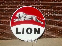 Very Nice Original Lion Gas Double Sided Porcelain sign Gas Oil