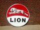 Very Nice Original Lion Gas Double Sided Porcelain Sign Gas Oil
