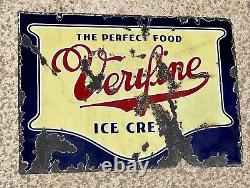 Very Old Rare Original 1931 Verifine ice cream Double Sided Porcelain 28sign