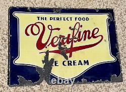 Very Old Rare Original 1931 Verifine ice cream Double Sided Porcelain 28sign