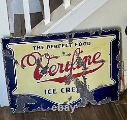 Very Old Rare Original 1931 Verifine ice cream Double Sided Porcelain 28sign