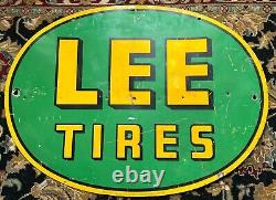 Very Rare Vintage LEE Tire Double Sided Heavy Metal Sign