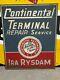 Vintage Original Continental Automobile Gas Oil Sign Old Car Auto Double Sided
