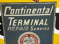 VinTaGe OriGiNaL CONTINENTAL AUTOMOBILE Gas Oil SIGN OLD Car Auto Double Sided