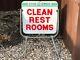 Vintage Original Cities Service Clean Rest Rooms Dsp Double Sided Porcelain Sign