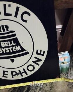 Vintage 18 Bell System Public Telephone Double Sided Sign with Flange & Directory