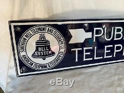 Vintage 1920's Double Sided Porcelain Sign Public Telephone Bell System AT&T