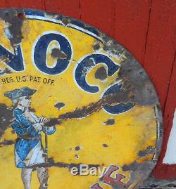 Vintage 1920s Conoco Minuteman Gasoline Double Sided Porcelain Advertising Sign