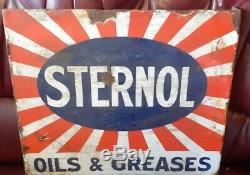 Vintage 1920s Enamel STERNOL MOTOR SIGN 2ft X 18 in approx DOUBLE SIDED